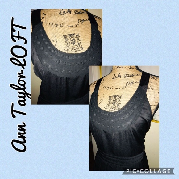 LOFT BLACK FIT & FLARE DRESS W/TIE AT BACK NECK~12 - Picture 6 of 6